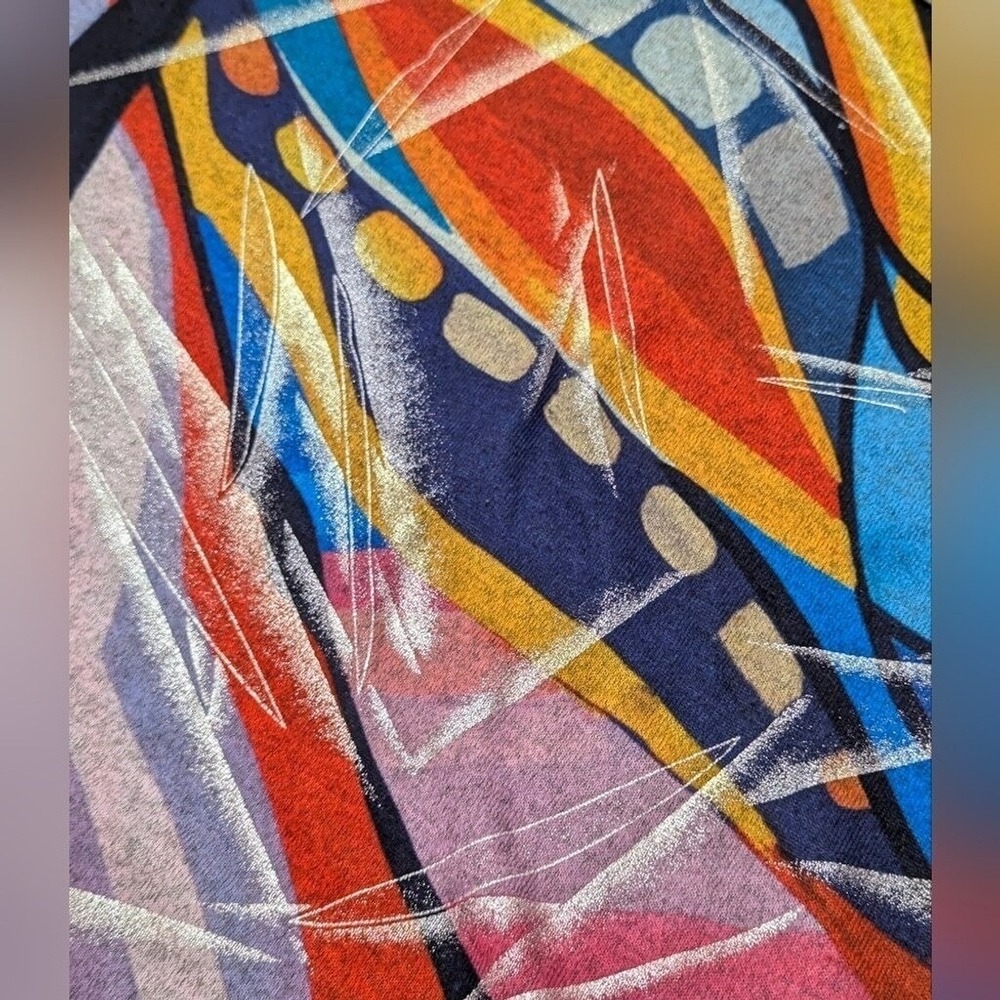 Tunic Sweater Envelope Neck‎ Geometric Print Colorful Whimsical Bright Sz Medium - Picture 5 of 7